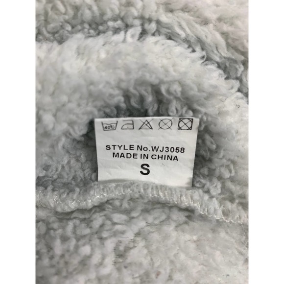 Wanna B Jacket Sherpa Fleece Womens Small Quarter Zip Animal Print Off White - Picture 4 of 11